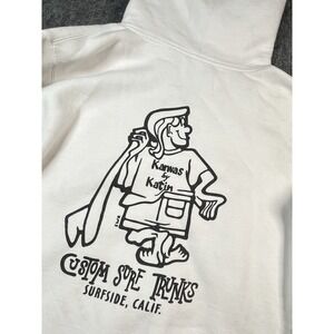 VTG 90s Kanvas By Katin Hoodie Medium White Surf Skate Double‎ Sided USA Made